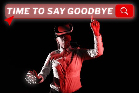 Foto de Firma mostrando tiempo para decir adiós, palabra de despedida hasta que nos volvamos a ver - Imagen libre de derechos