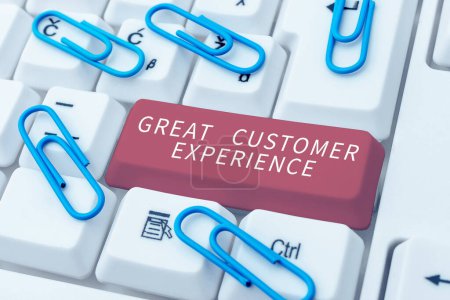 Foto de Writing displaying text Great Customer Experience, Internet Concept responding to clients with friendly helpful way - Imagen libre de derechos