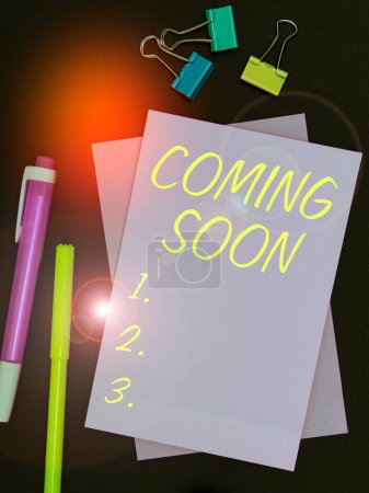 Photo for Text caption presenting Coming Soon, Business overview something is going to happen in really short time of period - Royalty Free Image
