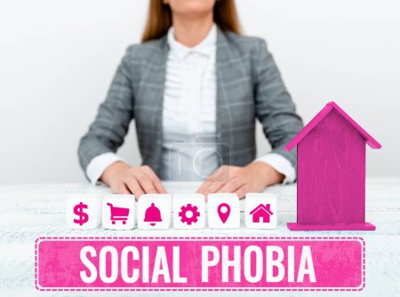Foto de Texto que muestra inspiración Fobia social, Idea de negocio miedo abrumador a situaciones sociales que son angustiantes - Imagen libre de derechos