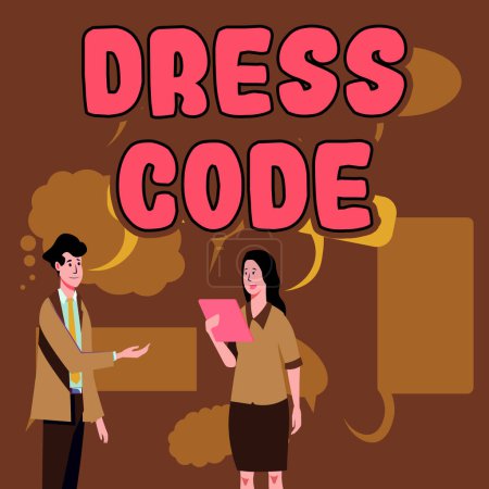 Photo for Handwriting text Dress Code, Conceptual photo an accepted way of dressing for a particular occasion or group - Royalty Free Image