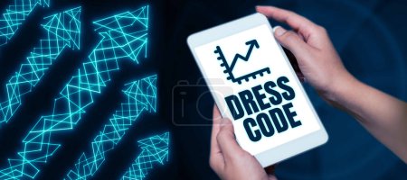 Photo for Conceptual caption Dress Code, Word for an accepted way of dressing for a particular occasion or group - Royalty Free Image