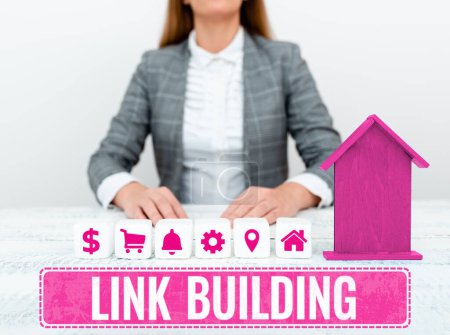 Foto de Inspiration showing sign Link Building, Business idea SEO Term Exchange Links Acquire Hyperlinks Indexed - Imagen libre de derechos