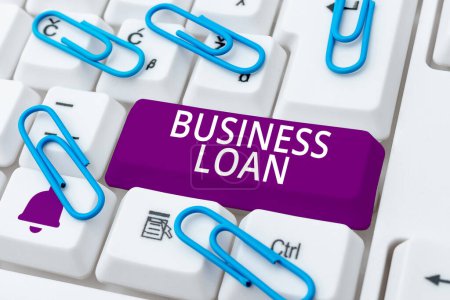 Foto de Text sign showing Business Loan, Word Written on Credit Mortgage Financial Assistance Cash Advances Debt - Imagen libre de derechos