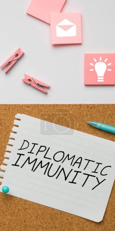 Photo for Sign displaying Diplomatic Immunity, Concept meaning law that gives foreign diplomats special rights in the country they are working - Royalty Free Image