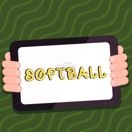 Photo for Handwriting text Softball, Conceptual photo a sport similar to baseball played with a ball and bat - Royalty Free Image