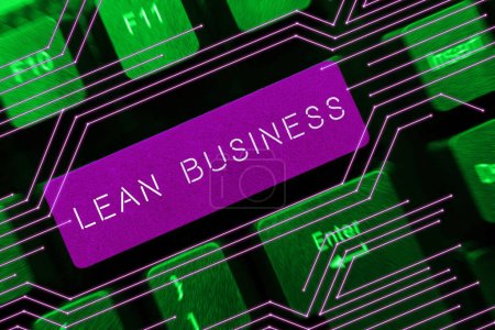 Photo for Text sign showing Lean Business, Business approach improvement of waste minimization without sacrificing productivity - Royalty Free Image