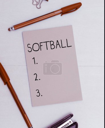 Photo for Inspiration showing sign Softball, Business approach a sport similar to baseball played with a ball and bat - Royalty Free Image