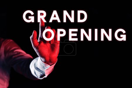 Photo for Handwriting text Grand Opening, Concept meaning Ribbon Cutting New Business First Official Day Launching - Royalty Free Image