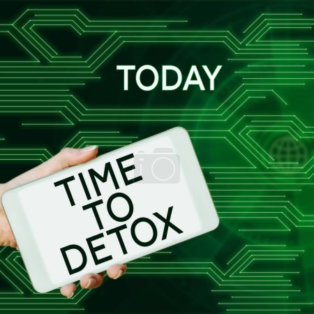 Téléchargez les photos : Handwriting text Time To Detox, Business overview Moment for Diet Nutrition health Addiction treatment cleanse - en image libre de droit