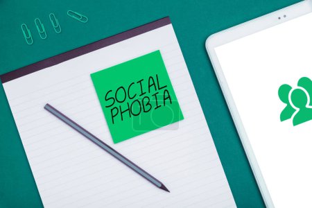 Photo for Writing displaying text Social Phobia, Concept meaning overwhelming fear of social situations that are distressing - Royalty Free Image