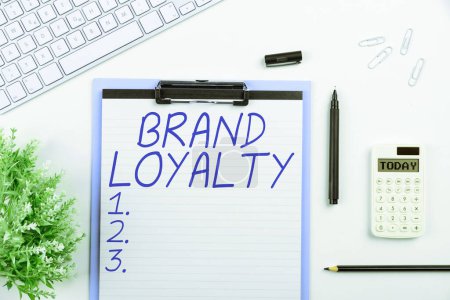 Photo for Sign displaying Brand Loyalty, Word for Repeat Purchase Ambassador Patronage Favorite Trusted - Royalty Free Image