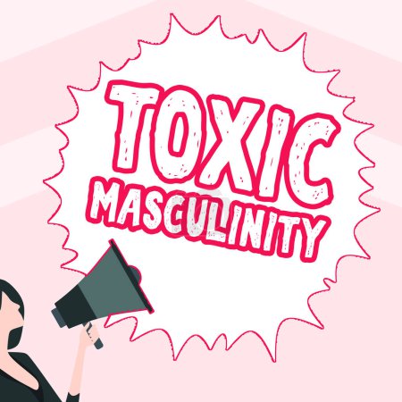 Photo for Inspiration showing sign Toxic Masculinity, Word Written on describes narrow repressive type of ideas about the male gender role - Royalty Free Image