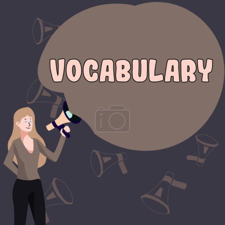Photo for Sign displaying Vocabulary, Internet Concept collection of words and phrases alphabetically arranged and explained or defined - Royalty Free Image