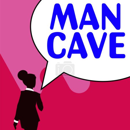 Foto de Exhibición conceptual Cueva del hombre, idea de negocio una habitación, espacio o área de una vivienda reservada para una persona masculina - Imagen libre de derechos
