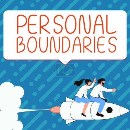 Photo for Inspiration showing sign Personal Boundaries, Word for something that indicates limit or extent in interaction with personality - Royalty Free Image