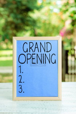 Photo for Text sign showing Grand Opening, Business concept Ribbon Cutting New Business First Official Day Launching - Royalty Free Image