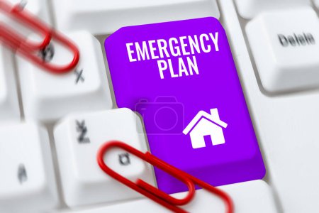 Photo for Sign displaying Emergency Plan, Conceptual photo Procedures for response to major emergencies Be prepared - Royalty Free Image