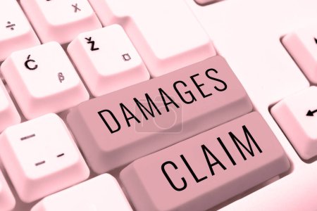 Photo for Text caption presenting Damages Claim, Business concept Demand Compensation Litigate Insurance File Suit - Royalty Free Image
