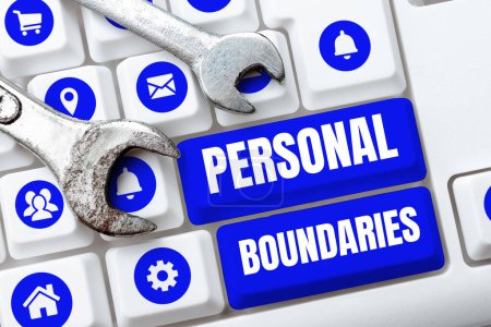 Foto de Handwriting text Personal Boundaries, Business approach something that indicates limit or extent in interaction with personality - Imagen libre de derechos