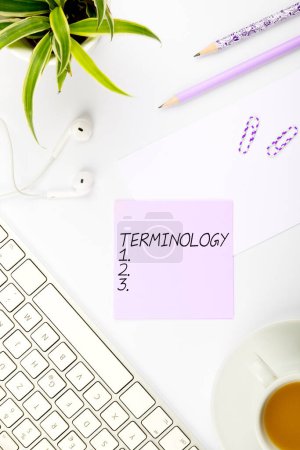 Foto de Leyenda conceptual Terminología, Concepto de negocio Términos utilizados con particular aplicación técnica en estudios - Imagen libre de derechos