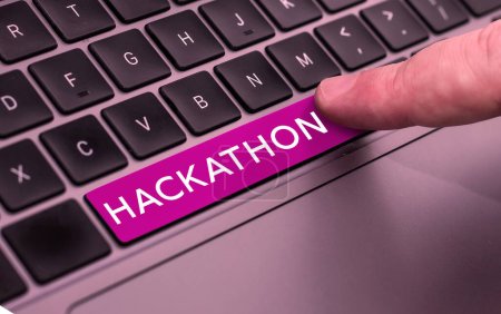 Text zeigt Inspiration Hackathon, konzeptionelle Foto-Event, wo eine große Anzahl von Menschen in der Programmierung engagieren
