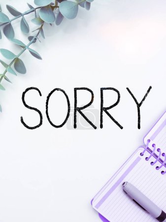 Znak pisma ręcznego Przepraszam, Internet Concept mówi komuś, że jesteś zawstydzony lub nieszczęśliwy z jakiegoś powodu