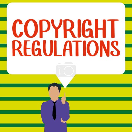 Foto de Conceptual caption Copyright Regulations, Business overview body of law that governs the original works of authorship - Imagen libre de derechos