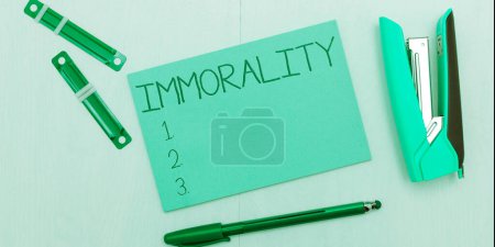 Photo for Conceptual caption Immorality, Business overview the state or quality of being immoral, wickedness - Royalty Free Image