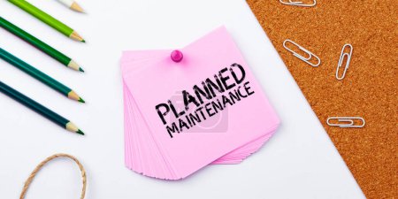 Foto de Inspiration showing sign Planned Maintenance, Business showcase Check ups to be done Scheduled on a Regular Basis - Imagen libre de derechos