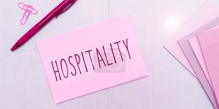 Photo for Conceptual caption Hospitality, Business approach the friendly and generous reception and entertainment of guests - Royalty Free Image