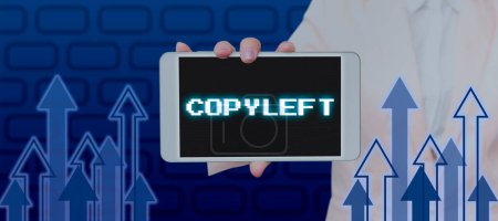 Foto de Conceptual caption Copyleft, Internet Concept the right to freely use, modify, copy, and share software, works of art - Imagen libre de derechos