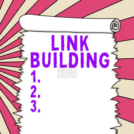 Foto de Conceptual display Link Building, Word Written on SEO Term Exchange Links Acquire Hyperlinks Indexed - Imagen libre de derechos