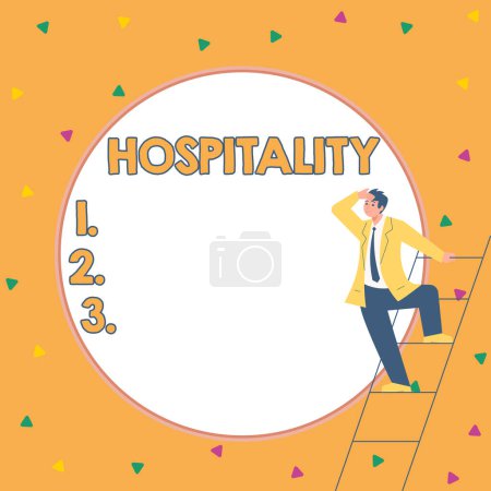 Téléchargez les photos : Conceptual caption Hospitality, Business idea the friendly and generous reception and entertainment of guests - en image libre de droit