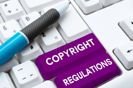 Foto de Sign displaying Copyright Regulations, Conceptual photo body of law that governs the original works of authorship - Imagen libre de derechos