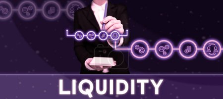 Photo for Inspiration showing sign Liquidity, Word for Cash and Bank Balances Market Liquidity Deferred Stock - Royalty Free Image