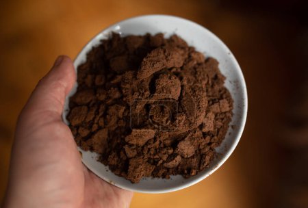 Photo for Lose-up detail of coffee ground in plate. - Royalty Free Image
