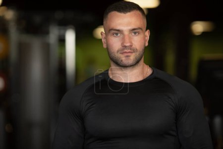 Photo for Personal trainer, healthy body and face of male for bodybuilder training, exercise and goals. - Royalty Free Image