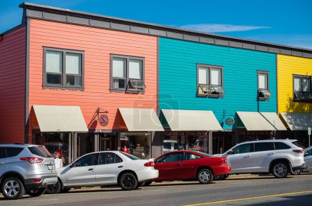 Photo for Colourful storefronts, exterior details of buildings on 1st Avenue in Ladysmith, British Columbia, Canada-October 6,2022-Travel photo, street view - Royalty Free Image