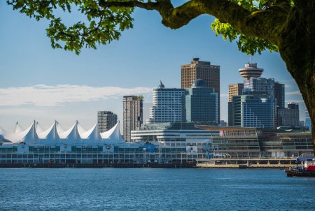 Photo for Waterfront at Canada Place, Vancouver, BC, Canada. Canada Place and commercial buildings in Downtown Vancouver. Travel photo, editorial, street view-May 16,2023 - Royalty Free Image
