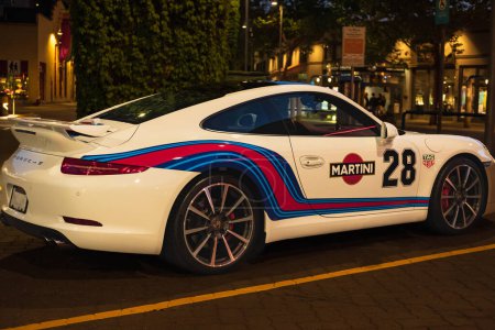 Photo for Street shot of a modern sports car Martini racing Porsche 911 in Vancouver Canada-May 24,2023. Street photo, nobody, editorial, side view - Royalty Free Image