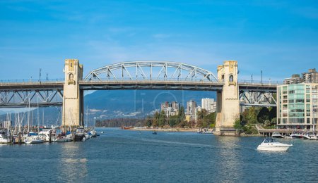 Photo for Scenic view at Burrard Bridge from Granville Island, Vancouver, Canada. Vancouver's historic Burrard Bridge on False Creek. travel photo, nobody, copy space for text - Royalty Free Image