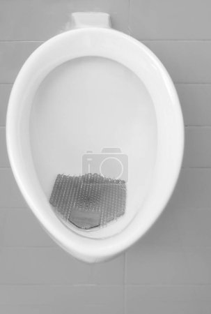 Photo for Close up of urinal men public toilet, Closeup white urinal in men's bathroom. Modern white urinal in the toilet. Sanitary of men toilet concept. - Royalty Free Image