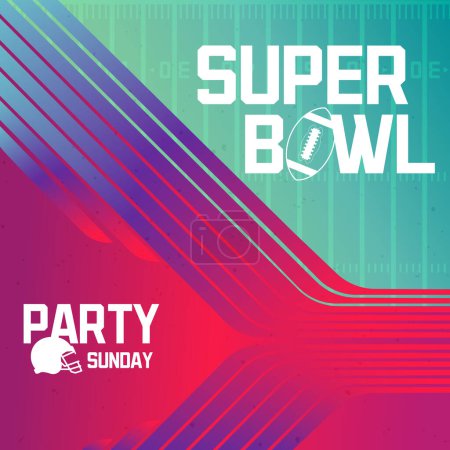 Illustration for Super Bowl tournament february American football bowl tournament Football field football in Arizona party invitation - Royalty Free Image