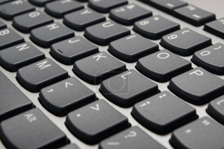 Close-up view of a black laptop keyboard