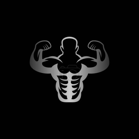 Illustration for A muscular bodybuilder logo. A perfect logo for a gym, fitness center, gym accessories shop, personal trainer, etc. - Royalty Free Image