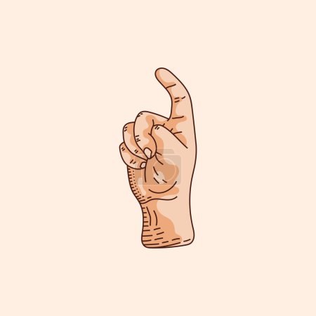 Illustration for X letter logo in a deaf-mute hand gesture alphabet. Hand drawn vector illustration isolated on brown background. - Royalty Free Image