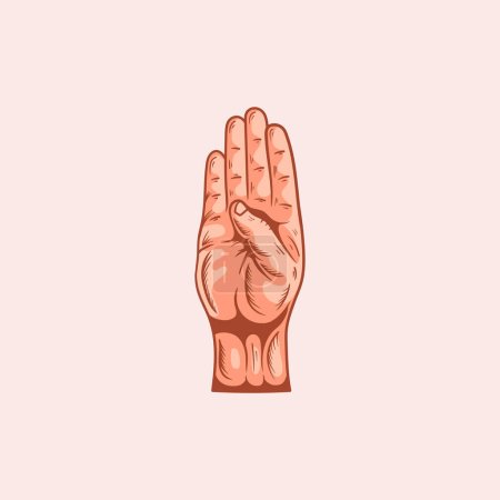 Illustration for B letter logo in a deaf-mute hand gesture alphabet. Hand drawn vector illustration - Royalty Free Image