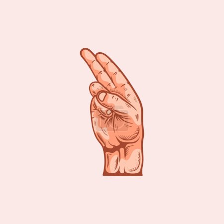 Illustration for H letter logo in a deaf-mute hand gesture alphabet. Hand drawn vector illustration - Royalty Free Image