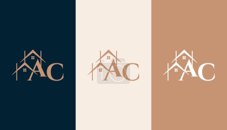 Logo AC avec un élément de forme à la maison qui signifie une société immobilière